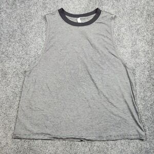 Lululemon Tank Top Womens 12 Gray Striped Pima Cotton Seacell Muscle Athletic